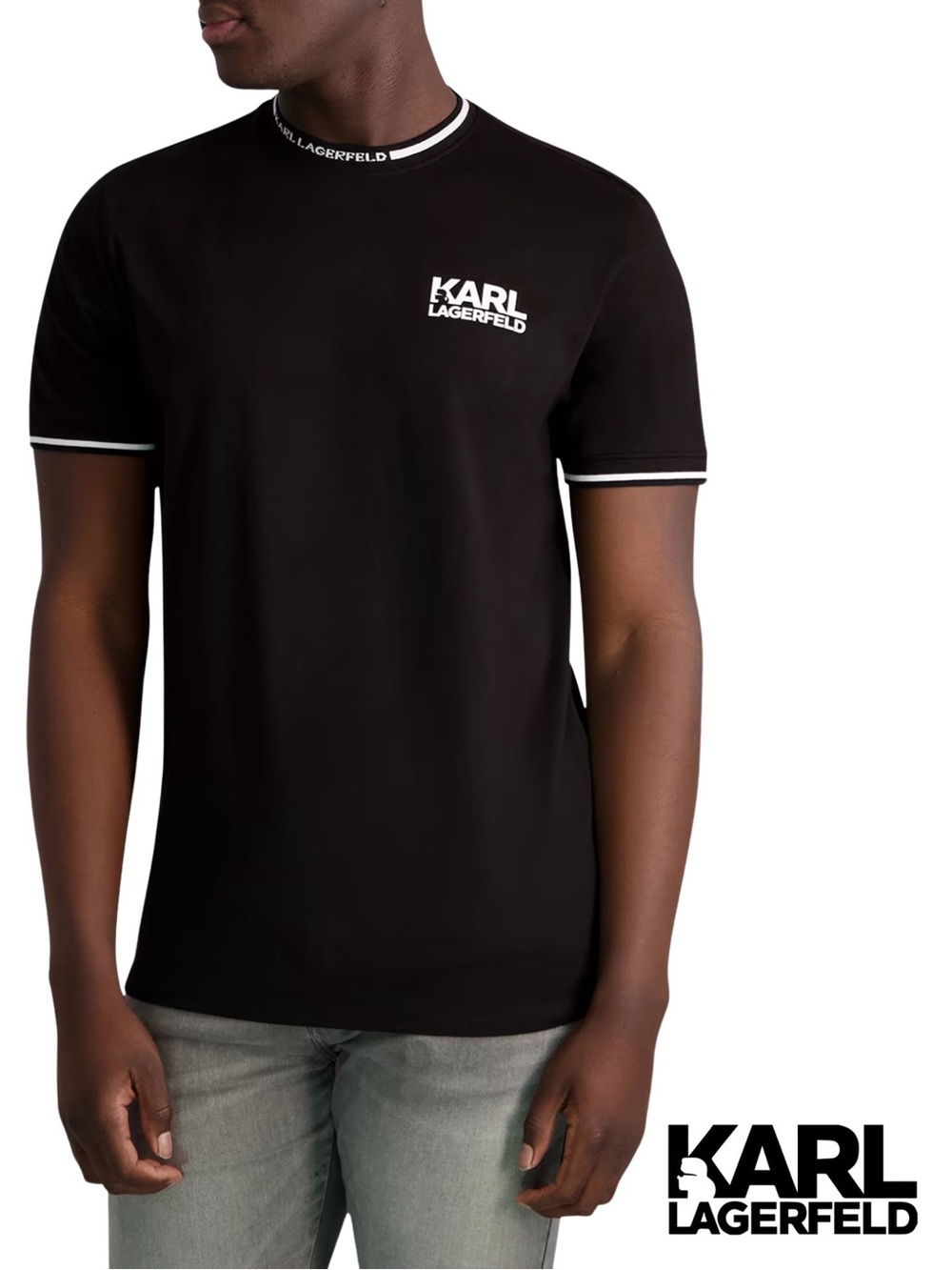 Karl Lagerfeld Men’s T-Shirt With Logo Collar